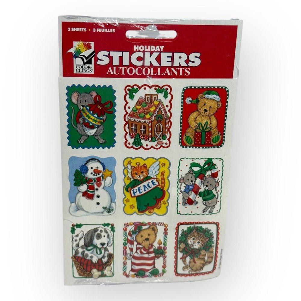 NOS Vintage Paper Magic Group‎ Christmas Animals Sticker 3 Sheet Pack 2003